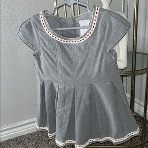 Tahari Gray Kids Formal Dress with Red Accents